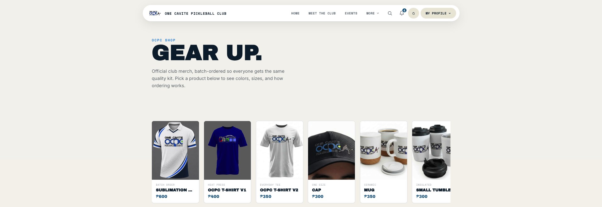 OCPC merch shop catalog